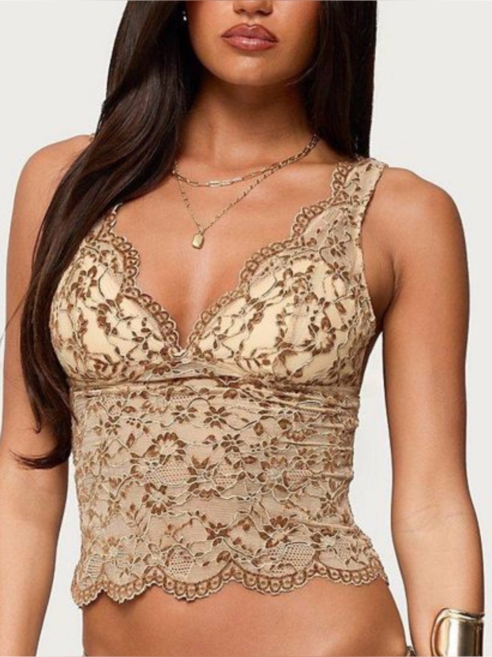 Edikted brown lace velvet top araura size xs